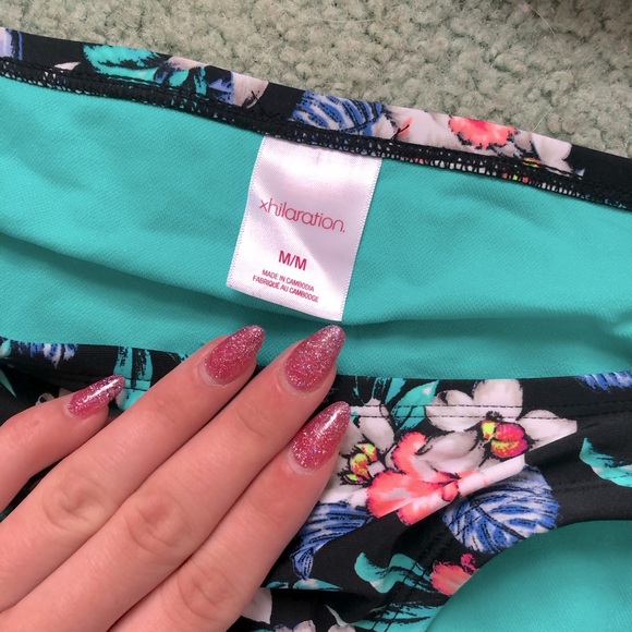 Adorable Xhilaration Floral Teal Bikini - Picture 4 of 10